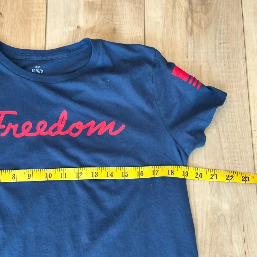 Under Armour Women's Short Sleeve Graphic Freedom Tee Blue-Red Size Large